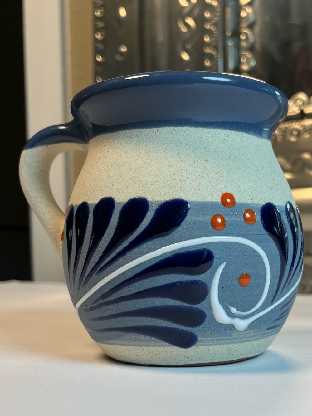 Jarrito Coffee Mug Mexican terracotta pottery art clay - Picture 4 of 9